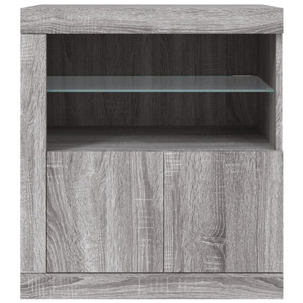 Skänk med LED-belysning grå sonoma 60,5x37x67 cm