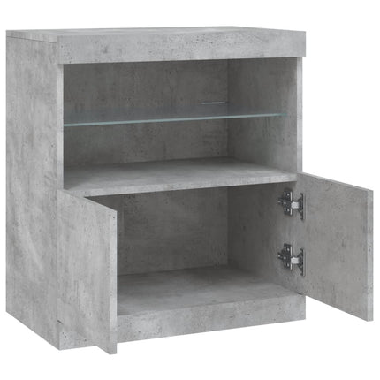Skänk med LED-belysning betonggrå 60x37x67 cm