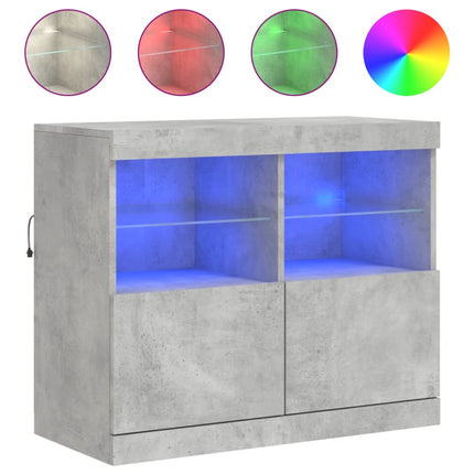 Skänk med LED-belysning betonggrå 81x37x67 cm