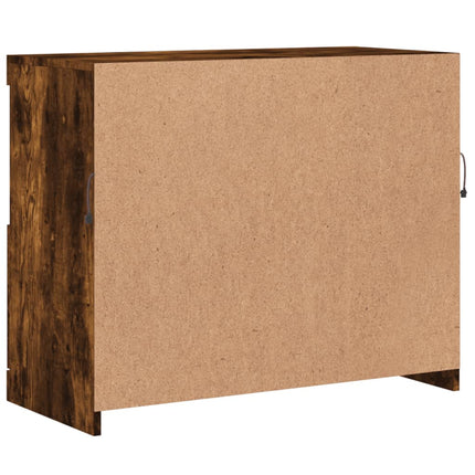 Skänk med LED-belysning rökfärgad ek 81x37x67 cm