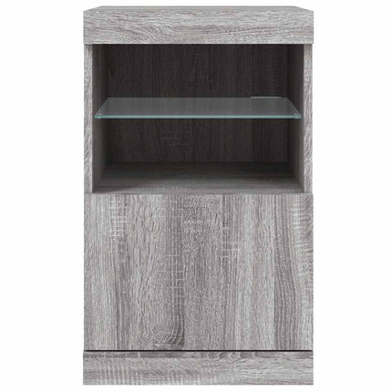 Skänk med LED-belysning grå sonoma 41x37x67 cm