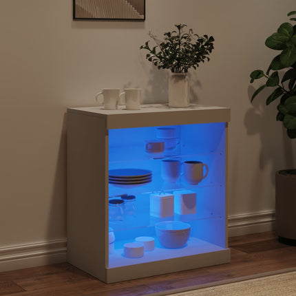 Skänk med LED-belysning vit 60,5x37x67 cm