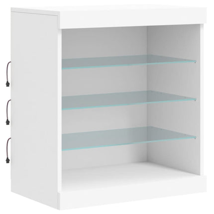 Skänk med LED-belysning vit 60,5x37x67 cm