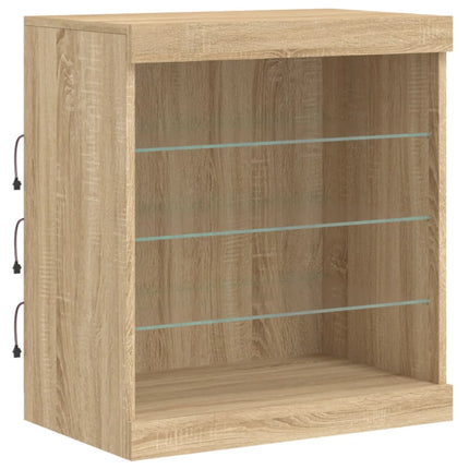 Skänk med LED-belysning sonoma-ek 60,5x37x67 cm