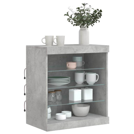 Skänk med LED-belysning betonggrå 60,5x37x67 cm