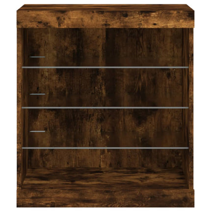 Skänk med LED-belysning rökfärgad ek 60,5x37x67 cm