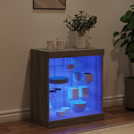 Skänk med LED-belysning grå sonoma 60,5x37x67 cm
