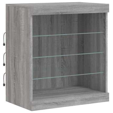 Skänk med LED-belysning grå sonoma 60,5x37x67 cm