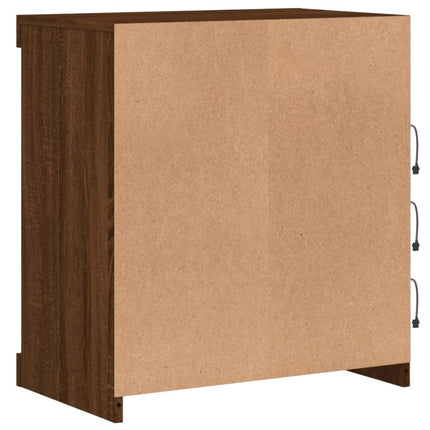 Skänk med LED-belysning brun ek 60,5x37x67 cm