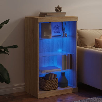 Skänk med LED-belysning sonoma-ek 60,5x37x100 cm