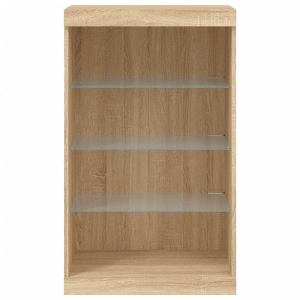 Skänk med LED-belysning sonoma-ek 60,5x37x100 cm