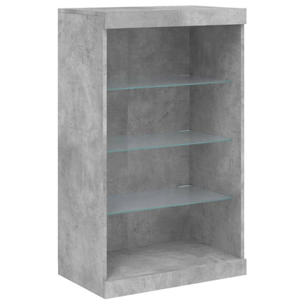 Skänk med LED-belysning betonggrå 60,5x37x100 cm