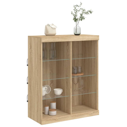 Skänk med LED-belysning sonoma-ek 81x37x100 cm