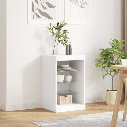 Skänk med LED-belysning vit 41x37x67 cm