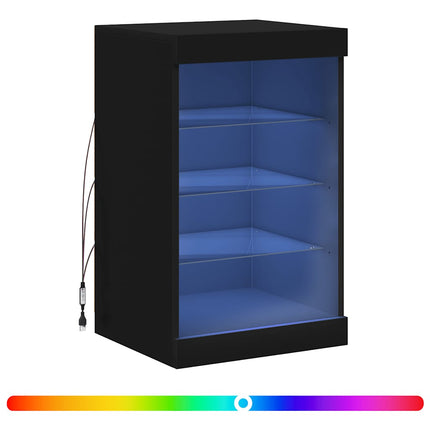 Skänk med LED-belysning svart 41x37x67 cm