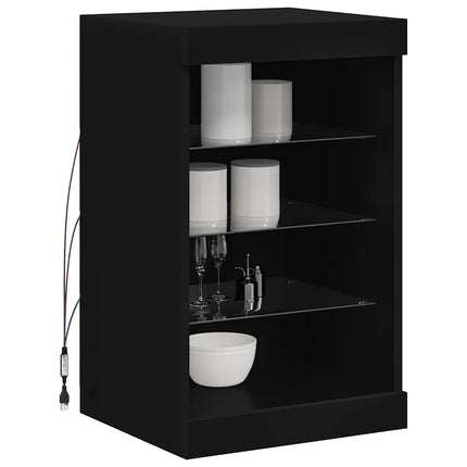 Skänk med LED-belysning svart 41x37x67 cm