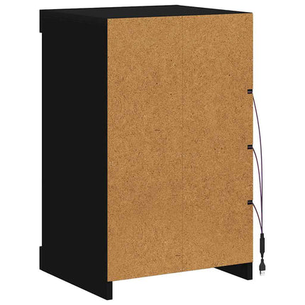 Skänk med LED-belysning svart 41x37x67 cm