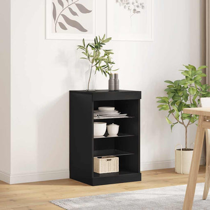 Skänk med LED-belysning svart 41x37x67 cm