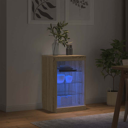 Skänk med LED-belysning sonoma-ek 41x37x67 cm