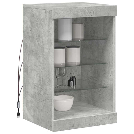Skänk med LED-belysning betonggrå 41x37x67 cm