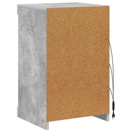 Skänk med LED-belysning betonggrå 41x37x67 cm