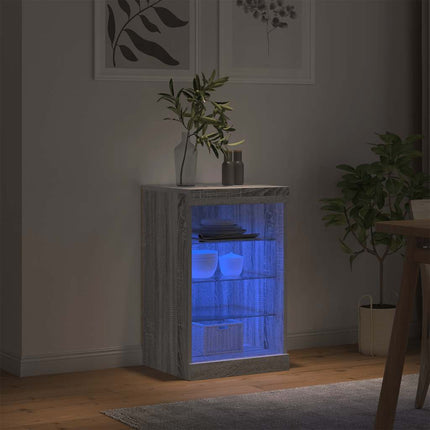Skänk med LED-belysning grå sonoma 41x37x67 cm