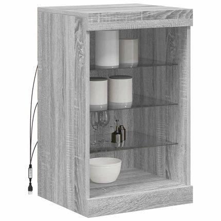 Skänk med LED-belysning grå sonoma 41x37x67 cm