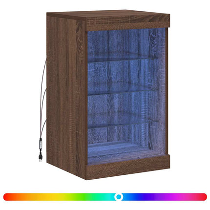 Skänk med LED-belysning brun ek 41x37x67 cm