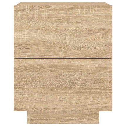 Sängbord med LED-lampor sonoma-ek konstruerat trä