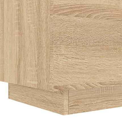 Sängbord med LED-lampor sonoma-ek konstruerat trä