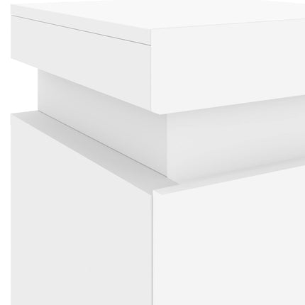 Sängbord med LED vit 35x39x55 cm