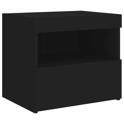 Sängbord med LED-lampor svart 50x40x45 cm