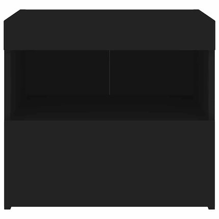 Sängbord med LED-lampor svart 50x40x45 cm