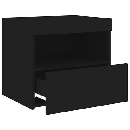 Sängbord med LED-lampor 2 st svart 50x40x45 cm