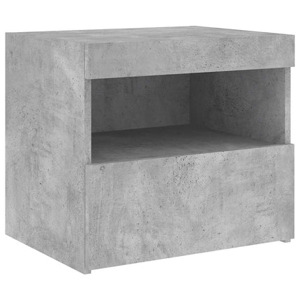 Sängbord med LED-lampor betonggrå 50x40x45 cm
