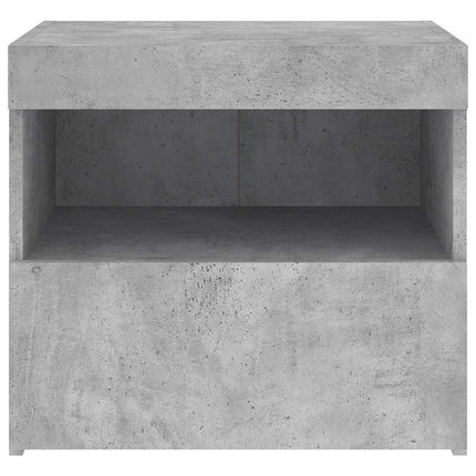 Sängbord med LED-lampor 2 st betonggrå 50x40x45 cm