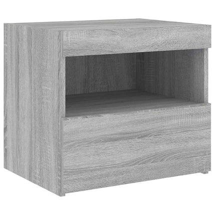 Sängbord med LED-lampor grå sonoma 50x40x45 cm