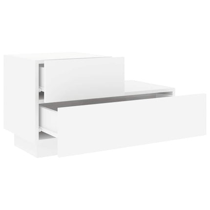 Sängbord med LED-belysning vit 70x36x40,5 cm