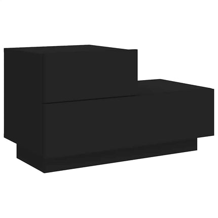 Sängbord med LED-belysning svart 70x36x40,5 cm