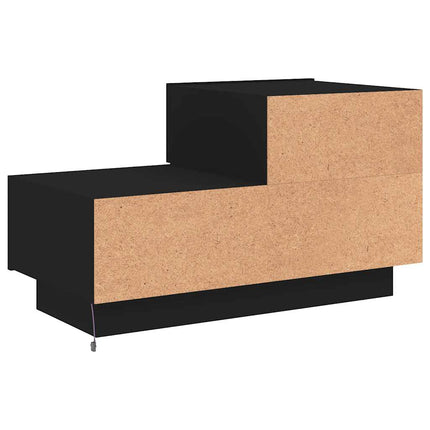 Sängbord med LED-belysning svart 70x36x40,5 cm