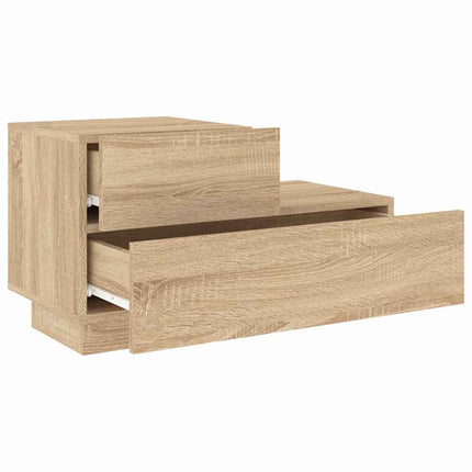 Sängbord med LED-belysning sonoma-ek 70x36x40,5 cm