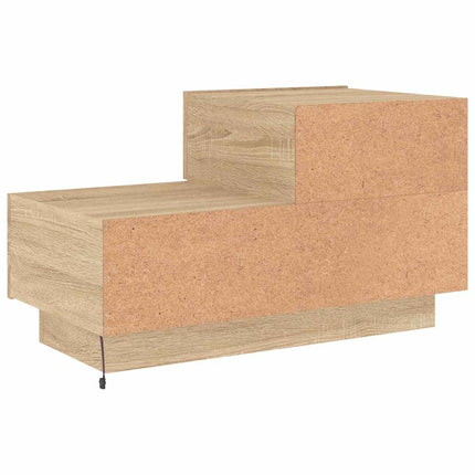Sängbord med LED-belysning sonoma-ek 70x36x40,5 cm