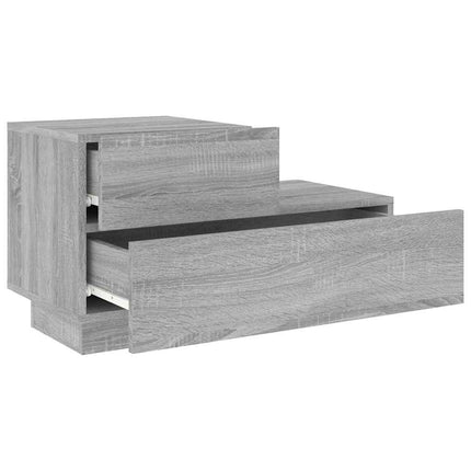 Sängbord med LED-lampor grå sonoma 70x36x40,5 cm