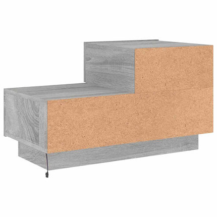 Sängbord med LED-lampor grå sonoma 70x36x40,5 cm
