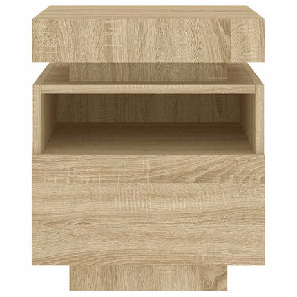 Sängbord med LED-belysning sonoma-ek 40x39x48,5 cm