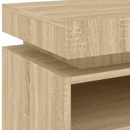 Sängbord med LED-belysning sonoma-ek 40x39x48,5 cm