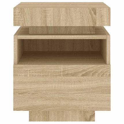Sängbord med LED-belysning 2 st sonoma-ek 40x39x48,5 cm