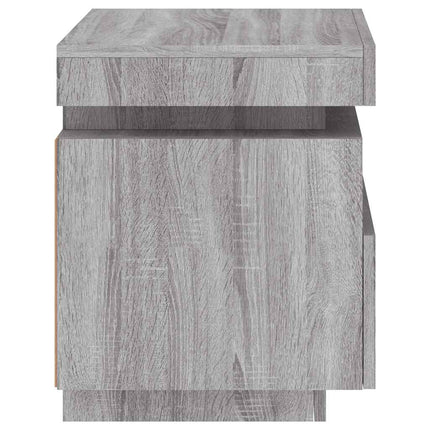 Sängbord med LED-belysning grå sonoma 40x39x48,5 cm