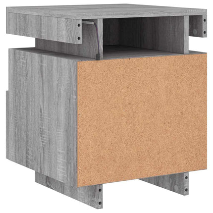 Sängbord med LED-belysning grå sonoma 40x39x48,5 cm