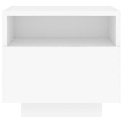 Sängbord med LED-lampor vit 40x39x37 cm